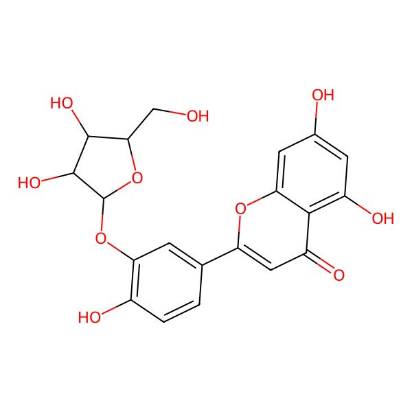 2D Structure of 2-[3-[3,4-Dihydroxy-5-(hydroxymethyl)oxolan-2-yl]oxy-4-hydroxyphenyl]-5,7-dihydroxychromen-4-one