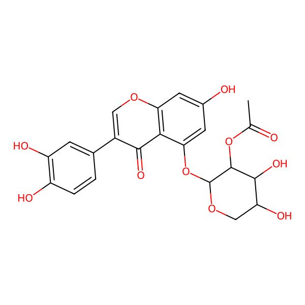 2D Structure of [2-[3-(3,4-Dihydroxyphenyl)-7-hydroxy-4-oxochromen-5-yl]oxy-4,5-dihydroxyoxan-3-yl] acetate
