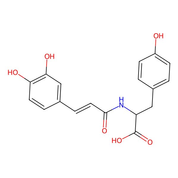 2D Structure of 2-[3-(3,4-Dihydroxyphenyl)prop-2-enoylamino]-3-(4-hydroxyphenyl)propanoic acid