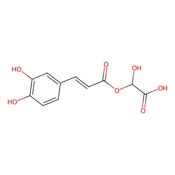 2D Structure of 2-[3-(3,4-Dihydroxyphenyl)prop-2-enoyloxy]-2-hydroxyacetic acid