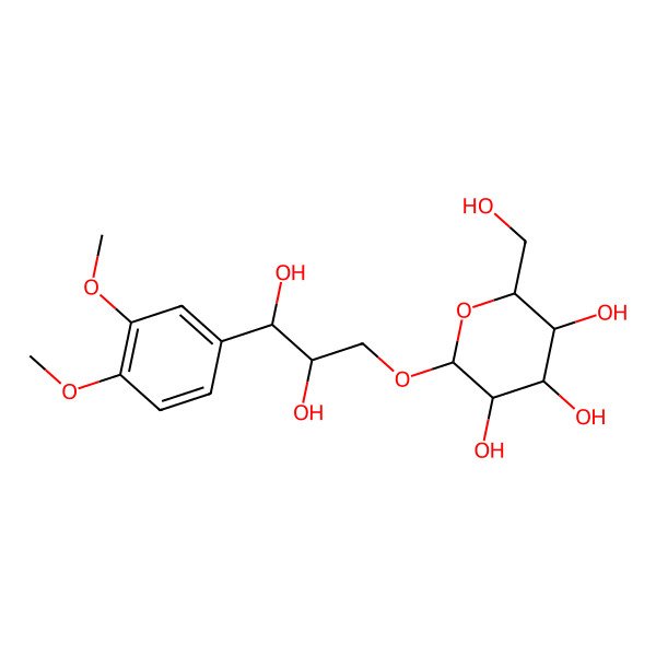 2D Structure of 2-[3-(3,4-Dimethoxyphenyl)-2,3-dihydroxypropoxy]-6-(hydroxymethyl)oxane-3,4,5-triol
