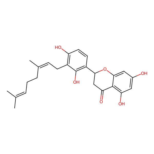 2D Structure of 2-[3-(3,7-Dimethylocta-2,6-dienyl)-2,4-dihydroxyphenyl]-5,7-dihydroxy-2,3-dihydrochromen-4-one