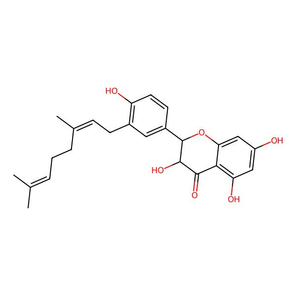 2D Structure of 2-[3-(3,7-Dimethylocta-2,6-dienyl)-4-hydroxyphenyl]-3,5,7-trihydroxy-2,3-dihydrochromen-4-one