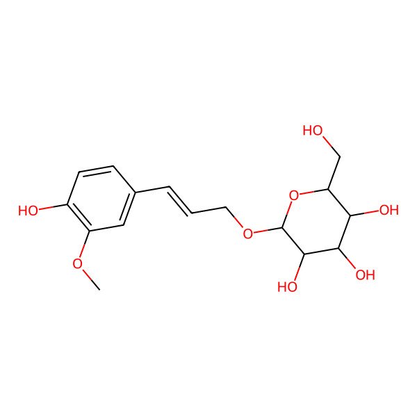 2D Structure of 2-[3-(4-Hydroxy-3-methoxyphenyl)prop-2-enoxy]-6-(hydroxymethyl)oxane-3,4,5-triol