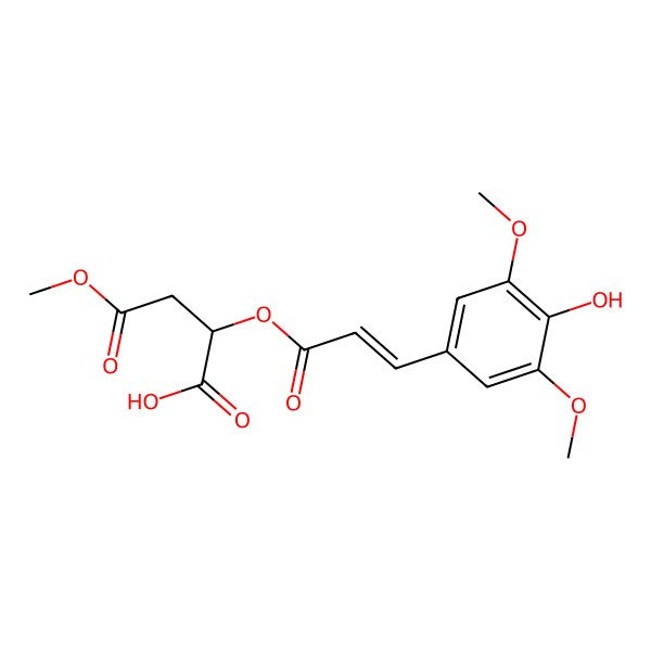 2D Structure of 2-[3-(4-Hydroxy-3,5-dimethoxyphenyl)prop-2-enoyloxy]-4-methoxy-4-oxobutanoic acid