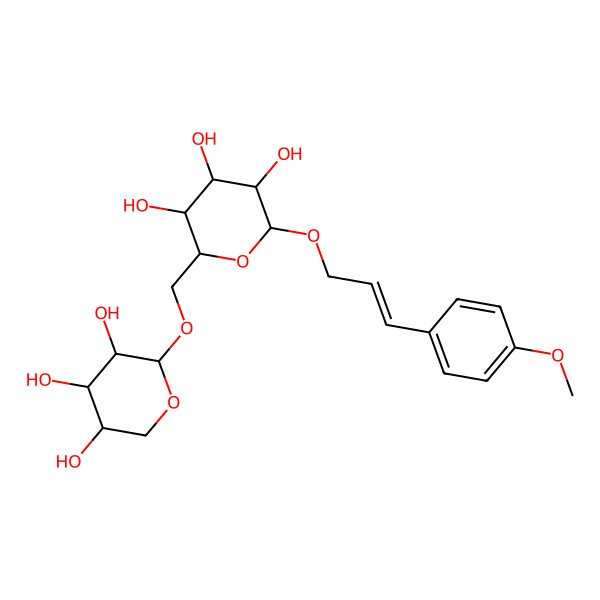 2D Structure of 2-[3-(4-Methoxyphenyl)prop-2-enoxy]-6-[(3,4,5-trihydroxyoxan-2-yl)oxymethyl]oxane-3,4,5-triol