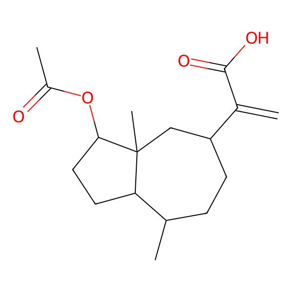 2D Structure of 2-(3-acetyloxy-3a,8-dimethyl-2,3,4,5,6,7,8,8a-octahydro-1H-azulen-5-yl)prop-2-enoic acid