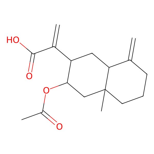 2D Structure of 2-(3-Acetyloxy-4a-methyl-8-methylidene-1,2,3,4,5,6,7,8a-octahydronaphthalen-2-yl)prop-2-enoic acid