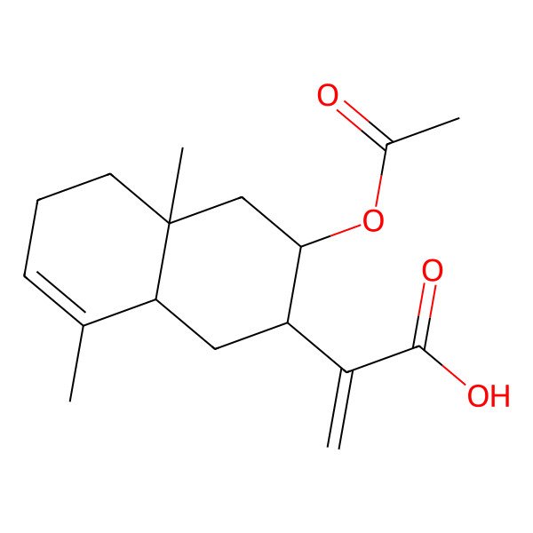 2D Structure of 2-(3-acetyloxy-4a,8-dimethyl-2,3,4,5,6,8a-hexahydro-1H-naphthalen-2-yl)prop-2-enoic acid