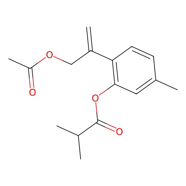 2D Structure of [2-(3-Acetyloxyprop-1-en-2-yl)-5-methylphenyl] 2-methylpropanoate