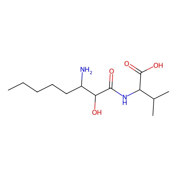 2D Structure of 2-[(3-Amino-2-hydroxyoctanoyl)amino]-3-methylbutanoic acid