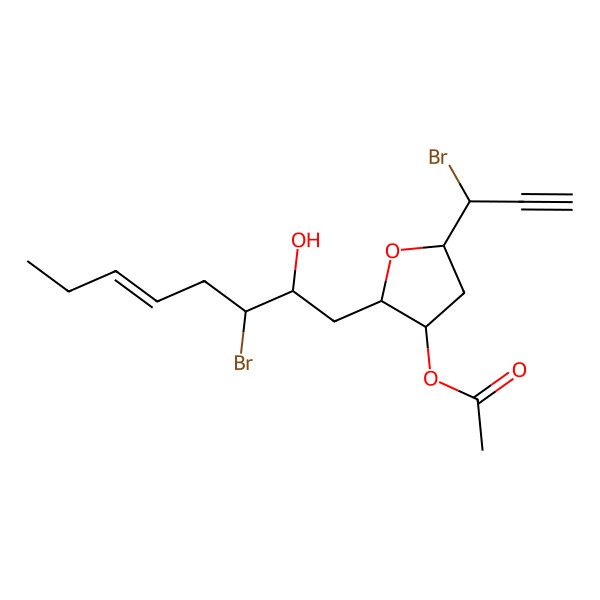 2D Structure of [2-(3-Bromo-2-hydroxyoct-5-enyl)-5-(1-bromoprop-2-ynyl)oxolan-3-yl] acetate