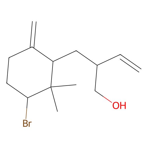 2D Structure of 2-[(3-Bromo-2,2-dimethyl-6-methylidenecyclohexyl)methyl]but-3-en-1-ol