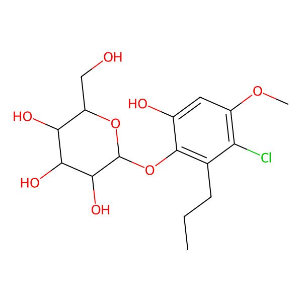 2D Structure of 2-(3-Chloro-6-hydroxy-4-methoxy-2-propylphenoxy)-6-(hydroxymethyl)oxane-3,4,5-triol