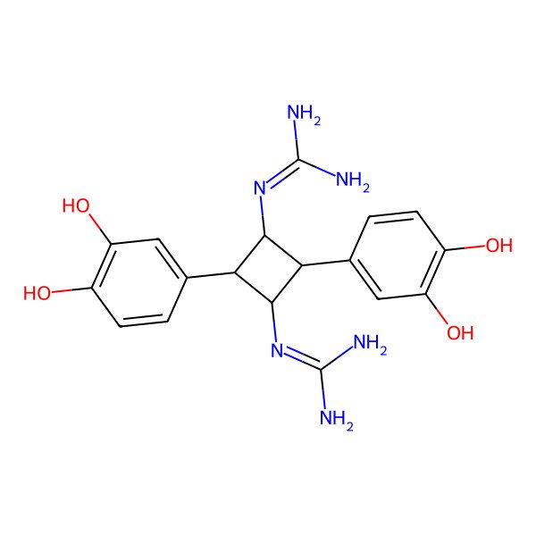 2D Structure of 2-[3-(Diaminomethylideneamino)-2,4-bis(3,4-dihydroxyphenyl)cyclobutyl]guanidine