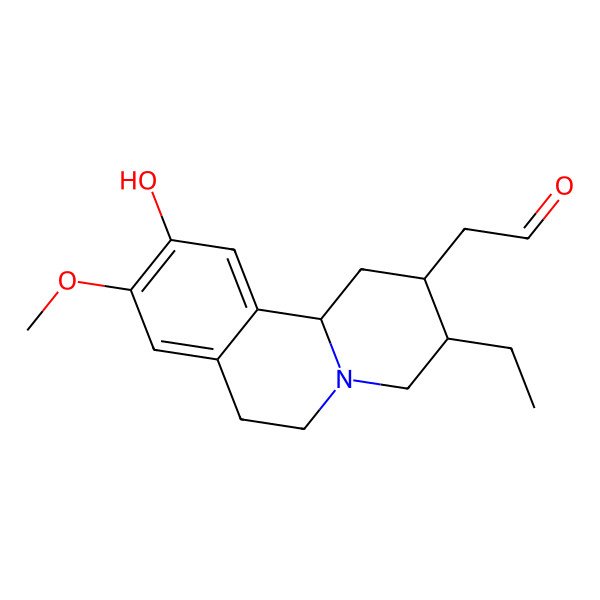 2D Structure of 2-(3-ethyl-10-hydroxy-9-methoxy-2,3,4,6,7,11b-hexahydro-1H-benzo[a]quinolizin-2-yl)acetaldehyde