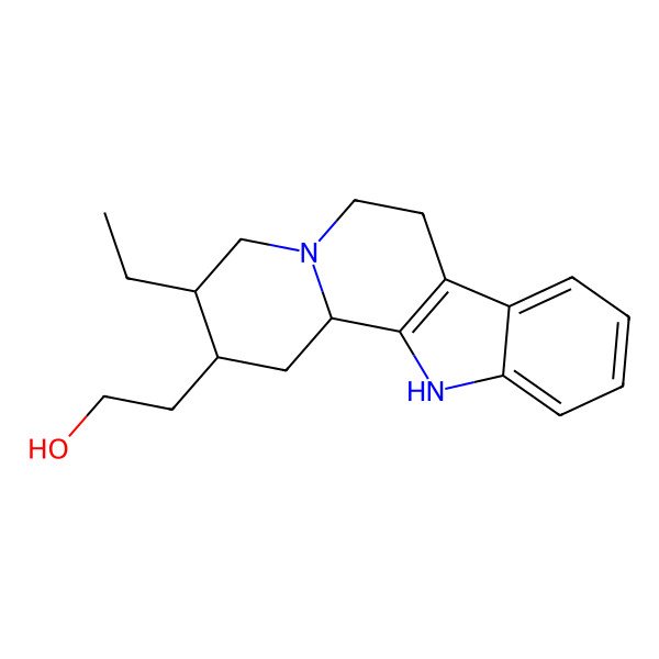 2D Structure of 2-(3-Ethyl-1,2,3,4,6,7,12,12b-octahydroindolo[2,3-a]quinolizin-2-yl)ethanol