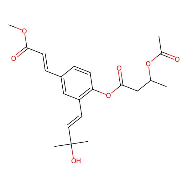 2D Structure of [2-(3-Hydroxy-3-methylbut-1-enyl)-4-(3-methoxy-3-oxoprop-1-enyl)phenyl] 3-acetyloxybutanoate