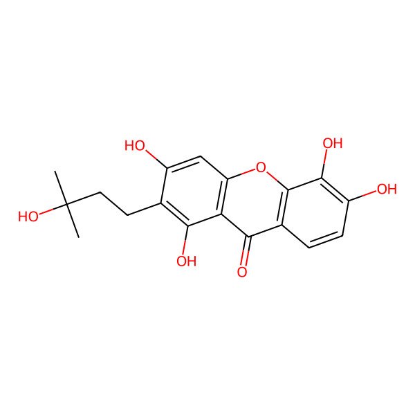 2D Structure of 2-(3-Hydroxy-3-methylbutyl)-1,3,5,6-tetrahydroxyxanthone