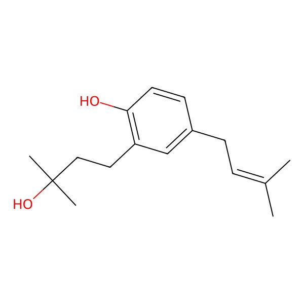 2D Structure of 2-(3-Hydroxy-3-methylbutyl)-4-(3-methylbut-2-enyl)phenol