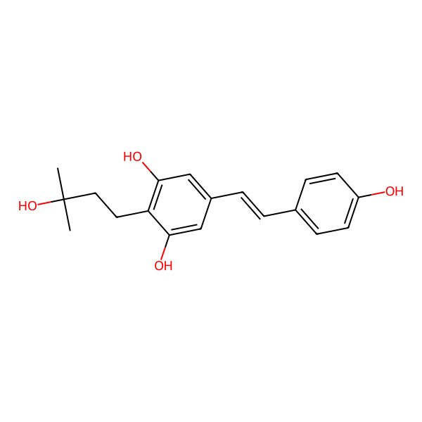 2D Structure of 2-(3-hydroxy-3-methylbutyl)-5-[(E)-2-(4-hydroxyphenyl)ethenyl]benzene-1,3-diol