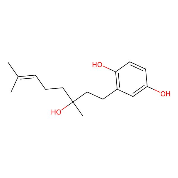 2D Structure of 2-(3-Hydroxy-3,7-dimethyloct-6-enyl)benzene-1,4-diol