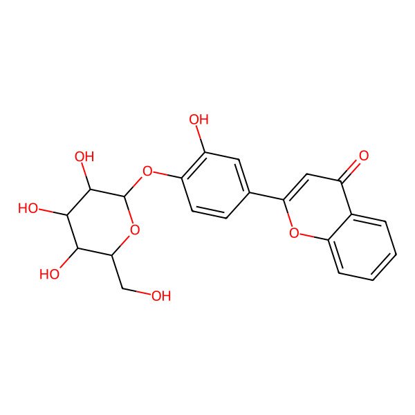 2D Structure of 2-[3-hydroxy-4-[(2S,3R,4R,5S,6R)-3,4,5-trihydroxy-6-(hydroxymethyl)oxan-2-yl]oxyphenyl]chromen-4-one
