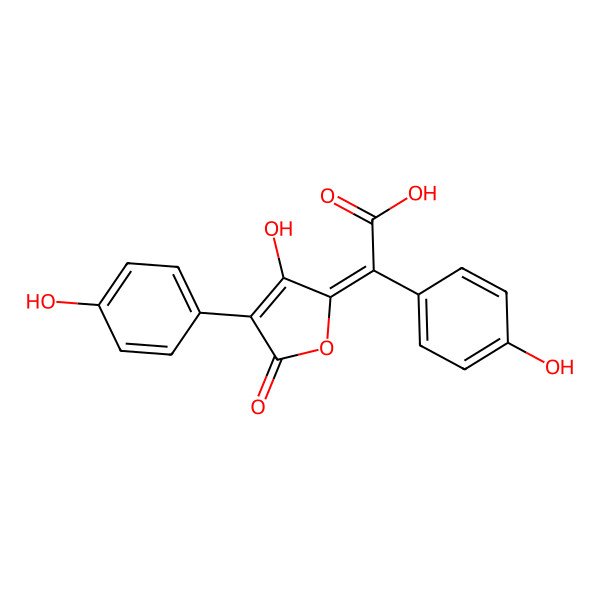 2D Structure of 2-[3-Hydroxy-4-(4-hydroxyphenyl)-5-oxofuran-2-ylidene]-2-(4-hydroxyphenyl)acetic acid