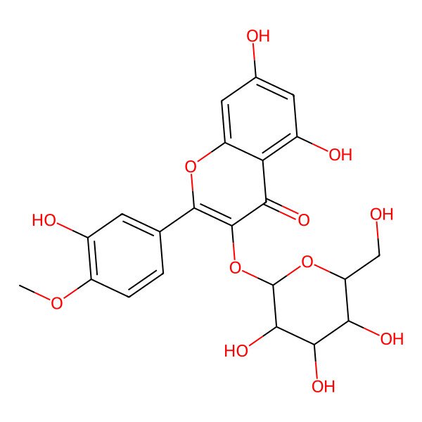 2D Structure of 2-(3-Hydroxy-4-methoxyphenyl)-3-(beta-D-glucopyranosyloxy)-5,7-dihydroxy-4H-1-benzopyran-4-one
