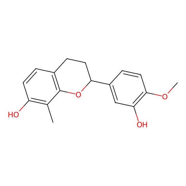 2D Structure of 2-(3-hydroxy-4-methoxyphenyl)-8-methyl-3,4-dihydro-2H-chromen-7-ol