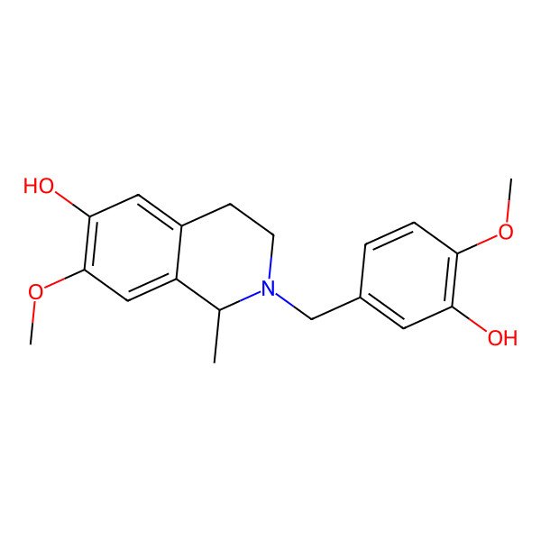 2D Structure of 2-[(3-hydroxy-4-methoxyphenyl)methyl]-7-methoxy-1-methyl-3,4-dihydro-1H-isoquinolin-6-ol
