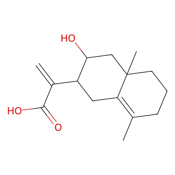 2D Structure of 2-(3-hydroxy-4a,8-dimethyl-2,3,4,5,6,7-hexahydro-1H-naphthalen-2-yl)prop-2-enoic acid