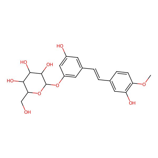 2D Structure of 2-[3-Hydroxy-5-[2-(3-hydroxy-4-methoxyphenyl)ethenyl]phenoxy]-6-(hydroxymethyl)oxane-3,4,5-triol