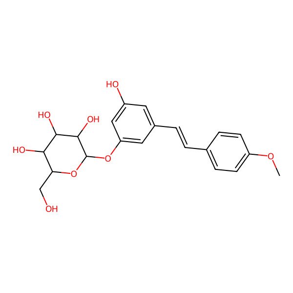 2D Structure of 2-[3-Hydroxy-5-[2-(4-methoxyphenyl)ethenyl]phenoxy]-6-(hydroxymethyl)oxane-3,4,5-triol