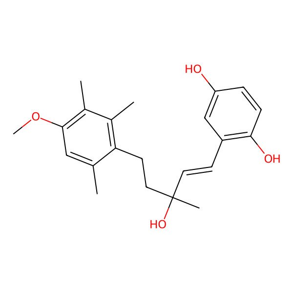 2D Structure of 2-[3-Hydroxy-5-(4-methoxy-2,3,6-trimethylphenyl)-3-methylpent-1-enyl]benzene-1,4-diol