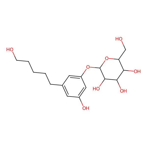 2D Structure of 2-[3-Hydroxy-5-(5-hydroxypentyl)phenoxy]-6-(hydroxymethyl)oxane-3,4,5-triol