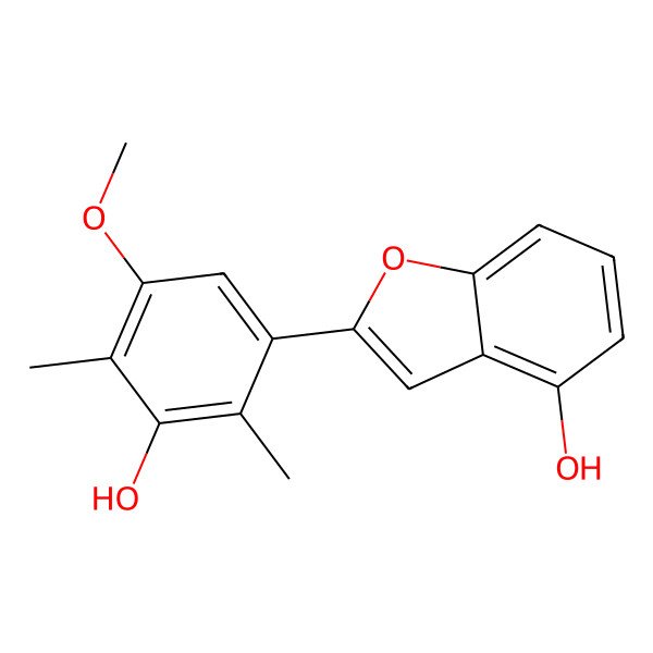2D Structure of 2-(3-Hydroxy-5-methoxy-2,4-dimethylphenyl)-1-benzofuran-4-ol 2D Structure of 2-(3-Hydroxy-5-methoxy-2,4-dimethylphenyl)-1-benzofuran-4-ol