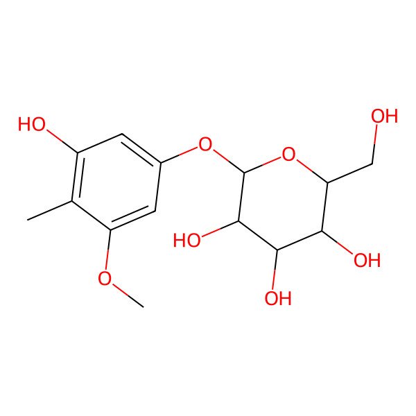 2D Structure of 2-(3-Hydroxy-5-methoxy-4-methylphenoxy)-6-(hydroxymethyl)oxane-3,4,5-triol 2D Structure of 2-(3-Hydroxy-5-methoxy-4-methylphenoxy)-6-(hydroxymethyl)oxane-3,4,5-triol