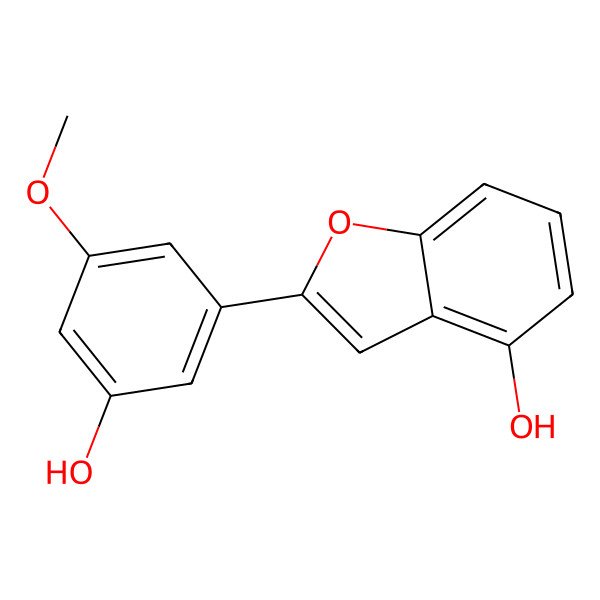 2D Structure of 2-(3-Hydroxy-5-methoxyphenyl)-1-benzofuran-4-ol 2D Structure of 2-(3-Hydroxy-5-methoxyphenyl)-1-benzofuran-4-ol