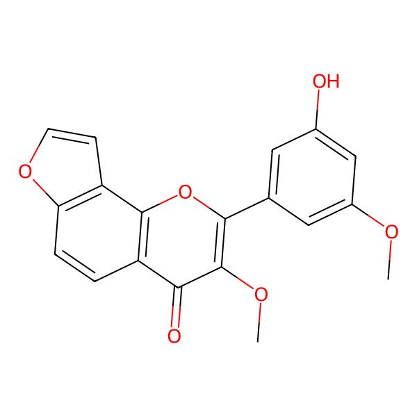 2D Structure of 2-(3-Hydroxy-5-methoxyphenyl)-3-methoxyfuro[2,3-h]chromen-4-one
