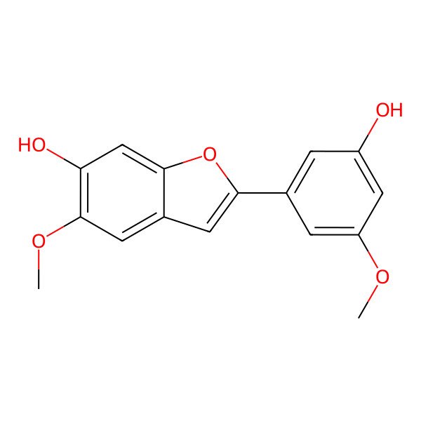 2D Structure of 2-(3-Hydroxy-5-methoxyphenyl)-5-methoxy-1-benzofuran-6-ol