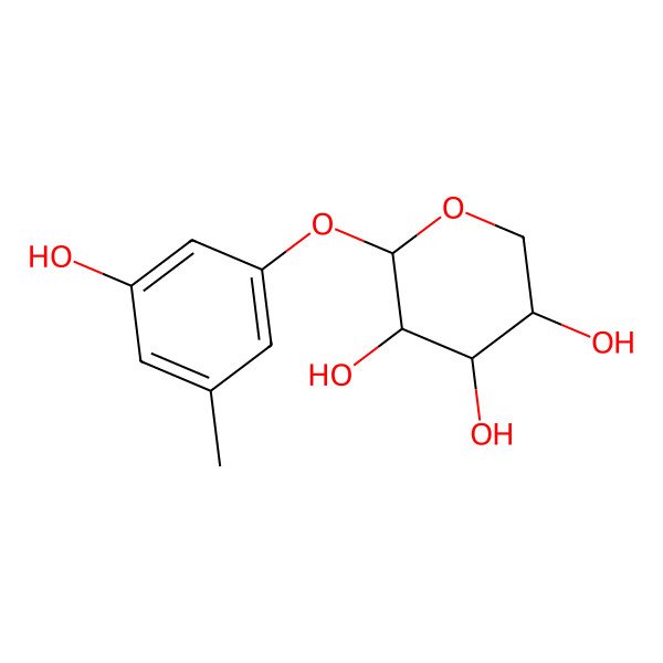 2D Structure of 2-(3-Hydroxy-5-methylphenoxy)oxane-3,4,5-triol