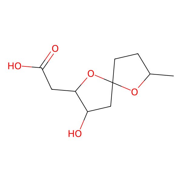 2D Structure of 2-(3-Hydroxy-7-methyl-1,6-dioxaspiro[4.4]nonan-2-yl)acetic acid