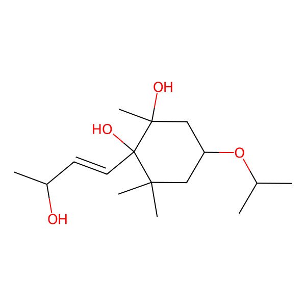 2D Structure of 2-(3-Hydroxybut-1-enyl)-1,3,3-trimethyl-5-propan-2-yloxycyclohexane-1,2-diol