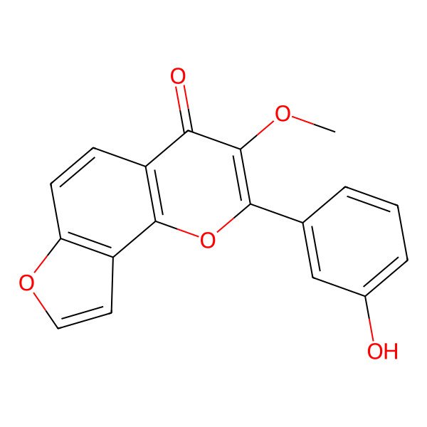 2D Structure of 2-(3-Hydroxyphenyl)-3-methoxyfuro[2,3-h]chromen-4-one