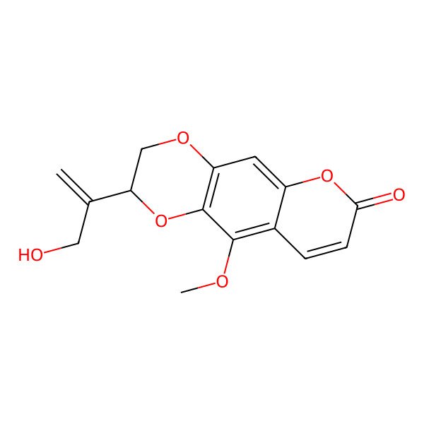 2D Structure of 2-(3-Hydroxyprop-1-en-2-yl)-10-methoxy-2,3-dihydropyrano[2,3-g][1,4]benzodioxin-7-one
