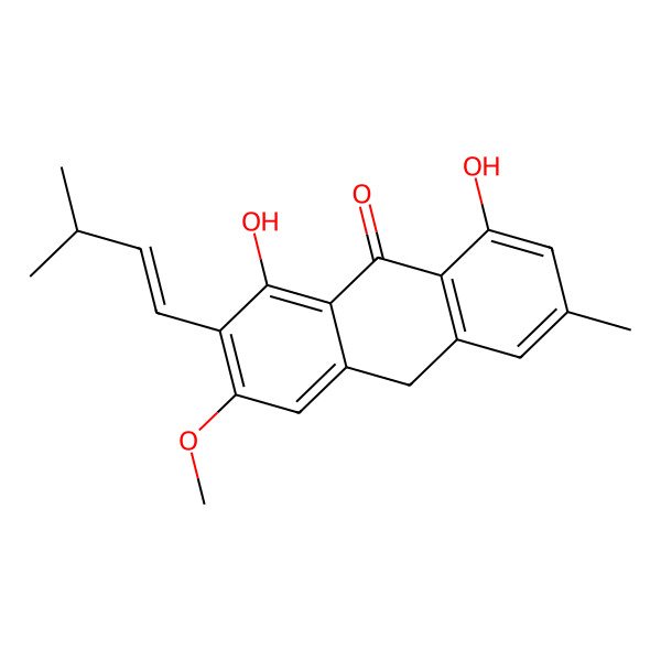 2D Structure of 2-(3-Methyl-1-butenyl)-1,8-dihydroxy-3-methoxy-6-methylanthrone