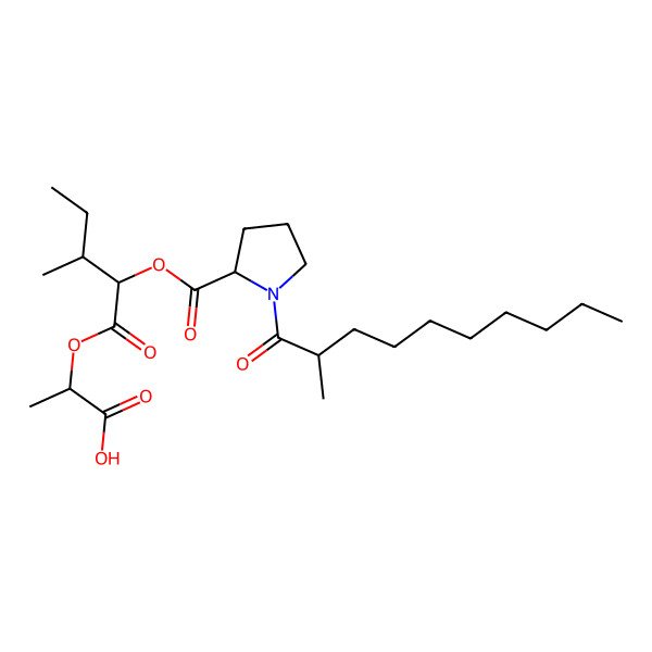 2D Structure of 2-[3-Methyl-2-[1-(2-methyldecanoyl)pyrrolidine-2-carbonyl]oxypentanoyl]oxypropanoic acid