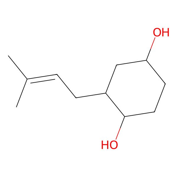 2D Structure of 2-(3-Methylbut-2-enyl)cyclohexane-1,4-diol