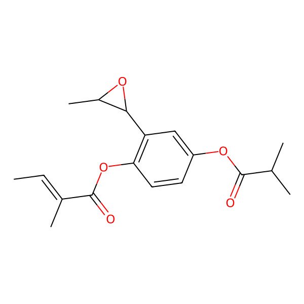 2D Structure of [2-(3-Methyloxiran-2-yl)-4-(2-methylpropanoyloxy)phenyl] 2-methylbut-2-enoate